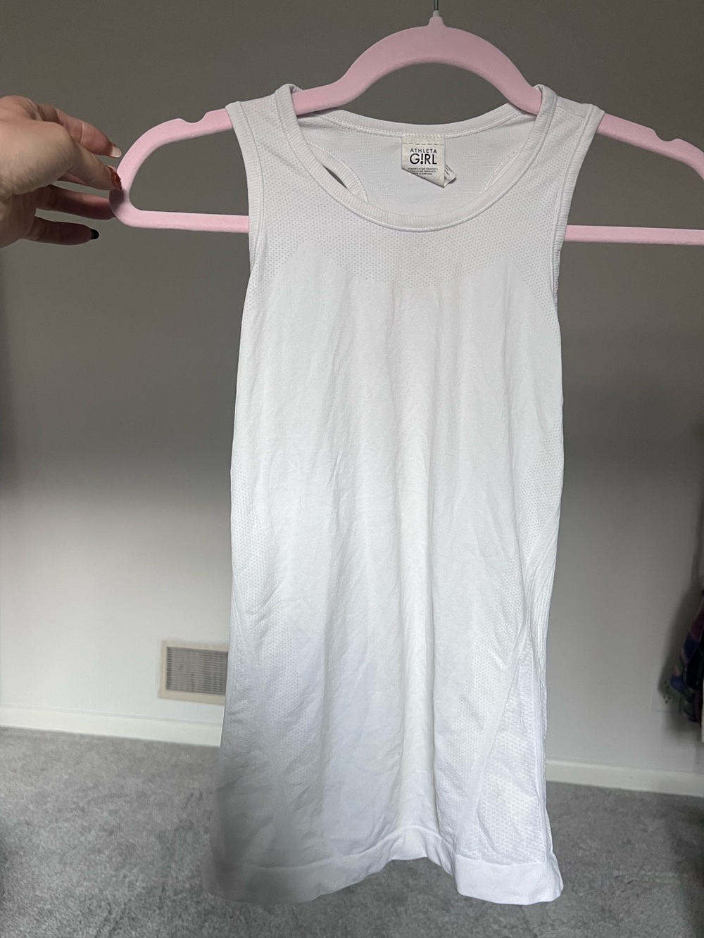 Athleta White Ribbed Performance Tank
